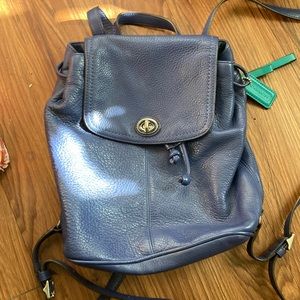 Blue leather COACH backpack